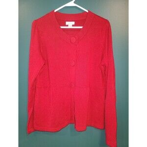 Christopher & Banks Womens Red Cardigan Size Large Peplum Hem